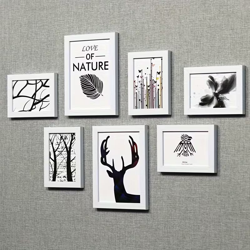 Mural Photo Créatif Style Nordique avec une Combinaison de Cadres à Fixer Sans Perçage